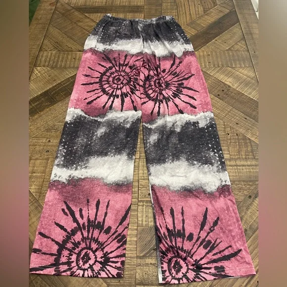 Beyond This Plane tie-dye wide-leg pants-size medium - Picture 3 of 6